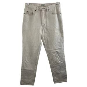 Vintage GUESS Jeans Straight Leg Mom Jeans High Waist Cotton Beige USA 32 VTG